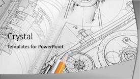  Presentation with tools - Slide deck with mechanism scheme - drawing detail and drawing tools background and a light gray colored foreground