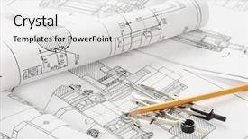 Presentation with engineering drawing tools - Colorful PPT theme enhanced with mechanism scheme - indastrial drawing detail and several backdrop and a  colored foreground
