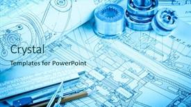  Presentation with industrial - Cool new PPT layouts with mechanism scheme - industrial drawing detail and several backdrop and a arctic colored foreground
