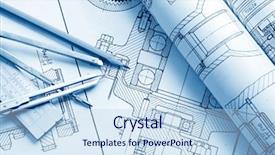  Presentation with industrial - Cool new presentation with mechanism scheme - industrial drawing detail and several backdrop and a light blue colored foreground
