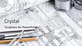  Presentation with industrial - Cool new presentation theme with mechanism scheme - industrial drawing detail and several backdrop and a sky blue colored foreground