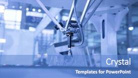  Presentation with industrial robot - Slide set enhanced with mechanism scheme - industrial robot working in factory background and a teal colored foreground