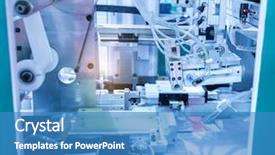  Presentation with factory - Cool new theme with mechanism scheme - robot working in factory conveyor backdrop and a teal colored foreground