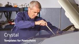  Presentation with car engine - Slides having mechatronics-engineer-at-the-repair background and a violet colored foreground