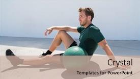  Presentation with gym ball - Presentation design consisting of med - fit athlete man relaxing background and a soft green colored foreground