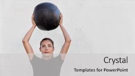  Presentation with exercise medicine - Slide deck enhanced with med - fitness crossfit girl holding medicine background and a light gray colored foreground