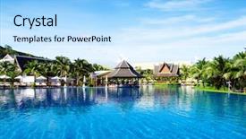  Presentation with swimming pool - Presentation design enhanced with med - swimming pool background and a  colored foreground