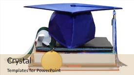  Presentation with medal - PPT layouts consisting of medal diploma and books background and a coral colored foreground