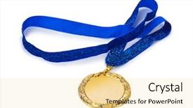  Presentation with gold medal - Audience pleasing PPT theme consisting of medal isolated on white background backdrop and a blonde colored foreground
