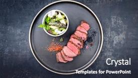  Presentation with spring modern - Colorful slide set enhanced with medallion - modern barbecue dry aged sliced backdrop and a tawny brown colored foreground
