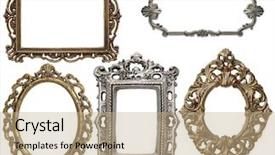  Presentation with metal frames - Audience pleasing presentation design consisting of medallion - vintage metal frames isolated backdrop and a coral colored foreground