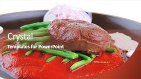  Presentation with dark green - PPT theme having medallion served on tomato sauce background and a  colored foreground