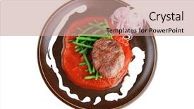  Presentation with dark green - Presentation theme having medallion served on tomato sauce background and a  colored foreground
