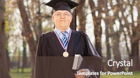  Presentation with college - Presentation theme having medals books - college dean posing background and a tawny brown colored foreground