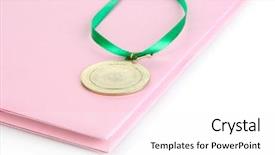  Presentation with medal - Cool new slide set with medals books - medal for achievement in education backdrop and a  colored foreground