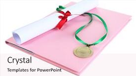  Presentation with medal - Theme enhanced with medals books - medal for achievement in education background and a  colored foreground