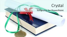  Presentation with medal - Beautiful PPT layouts featuring medals books - medal for achievement in education backdrop and a cool aqua colored foreground