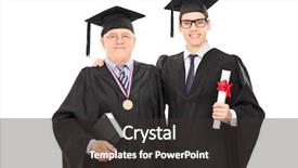  Presentation with student - Colorful slide set enhanced with medals books - young graduate student posing backdrop and a  colored foreground