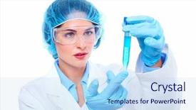  Presentation with women health - Slides featuring medcine - scientific women in laboratory health background and a light blue colored foreground