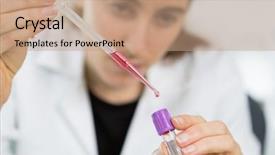  Presentation with scientific - Beautiful slides featuring medcine - scientific women in laboratory backdrop and a coral colored foreground