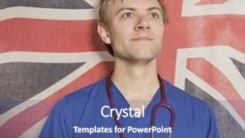  Presentation with confident - Presentation design featuring medecine free - confident male surgeon looking up background and a ocean colored foreground