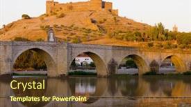  Presentation with spain - Presentation having medellin-badajoz-province-extremadura-spain background and a tawny brown colored foreground