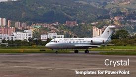  Presentation with air force - Slide deck with medellin-colombia-circa-2019-fokker background and a gray colored foreground