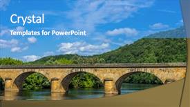  Presentation with cable stayed bridge over river - Presentation featuring medevial bridge over the dordogne background and a  colored foreground