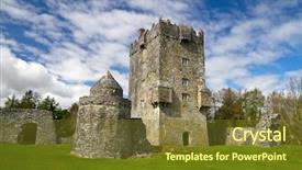  Presentation with ireland rivers - Audience pleasing PPT theme consisting of medevil - aughnanure castle in co galway backdrop and a  colored foreground