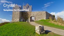  Presentation with castle - Beautiful PPT theme featuring medevil - dunguaire castle near kinvara backdrop and a  colored foreground