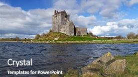  Presentation with castle purple - Presentation theme with medevil - dunguaire castle near kinvarra background and a dark gray colored foreground