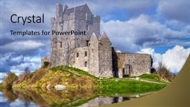  Presentation with castle draw - Presentation theme having medevil - dunguaire castle near kinvarra background and a light blue colored foreground