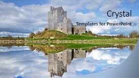  Presentation with castle - PPT theme consisting of medevil - dunguaire castle near kinvarra background and a light blue colored foreground