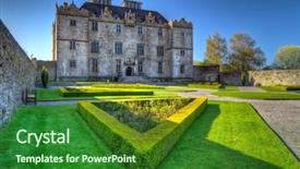  Presentation with gardens - Amazing PPT theme having medevil - portumna castle and gardens backdrop and a  colored foreground