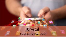  Presentation with application - Slides with media - man holding smartphone with technology background and a red colored foreground