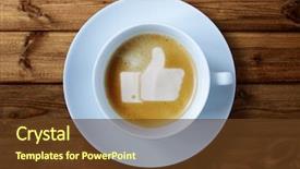  Presentation with coffee - PPT theme having media - thumbs up or like symbol background and a tawny brown colored foreground