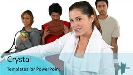  Presentation with athletes - Theme consisting of media advertising - portrait of athletes background and a  colored foreground