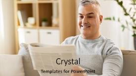  Presentation with mass media - Theme enhanced with media concept - man reading newspaper background and a coral colored foreground