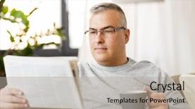 Presentation with mass media - Audience pleasing PPT layouts consisting of media concept - man reading newspaper backdrop and a light gray colored foreground