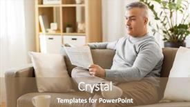  Presentation with mass media - Cool new slides with media concept - man reading newspaper backdrop and a coral colored foreground