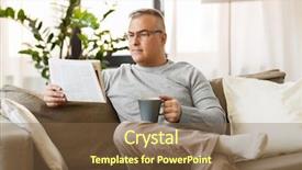  Presentation with mass media - Slides consisting of media concept - man reading newspaper background and a tawny brown colored foreground