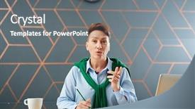  Presentation with debate - Amazing PPT theme having media debate studios - contemporary newsreader sitting in tv-studio backdrop and a gray colored foreground