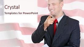  Presentation with debate - PPT theme with media debate studios - tv anchor preparing for telling background and a lemonade colored foreground