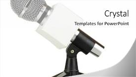  Presentation with stand - Amazing slide set having microphone on stand isolated backdrop and a white colored foreground