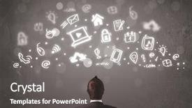  Presentation with law media - Slide set with media law - business man looking at modern background and a gray colored foreground