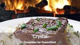  Presentation with roast beef - Slide deck with media massa - roast beef with pasta background and a violet colored foreground