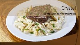  Presentation with roast beef - Slide deck with media massa - roast beef with pasta background and a coral colored foreground