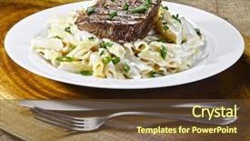  Presentation with media massa - Cool new slide set with media massa - roast beef with pasta backdrop and a tawny brown colored foreground