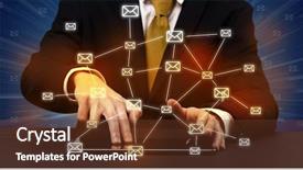  Presentation with crime thriller suit and tie - Cool new presentation design with media news - businessman in suit typing backdrop and a tawny brown colored foreground