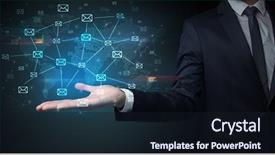  Presentation with communication - Theme having media news - elegant businessman holding communication concept background and a  colored foreground